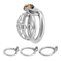 Chastity Belt Lock - Skeleton Locking Sperm Ring with Circle and Triple Rings