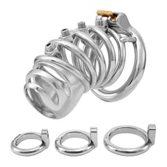 Chastity Belt Lock - Male Penis Bondage Chastity Cage with Triple Rings