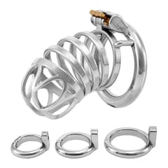 Chastity belt lock - Skeletonized sperm ring with triple size rings
