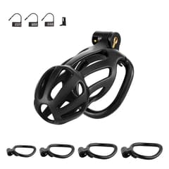 3D Designs - Chastity belt lock with disposable lock and four rings