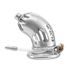 Chastity belt lock - Skeleton sperm ring with round ring with three rings + silicone catheter