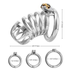 Chastity belt lock - Skeletonized sperm ring with triple size rings