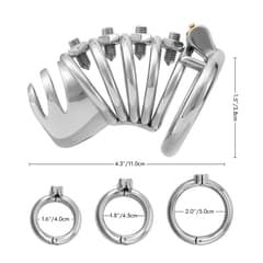 Chastity Belt Lock - Male Penis Bondage Chastity Cage with Triple Rings