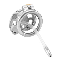 Chastity belt lock - Skeleton sperm ring with round ring with three rings + silicone catheter