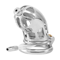 Chastity belt lock - Skeleton sperm ring with round ring with three rings + silicone catheter