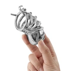Chastity belt lock - Skeleton sperm ring with round ring with three rings + silicone catheter