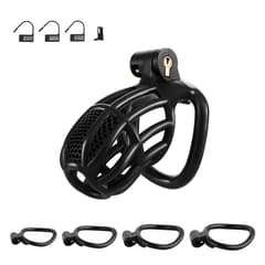 Pink Honeycomb - 3D Design Chastity Lock with Disposable Lock with Four Rings
