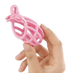 Pink Honeycomb - 3D Design Chastity Lock with Disposable Lock with Four Rings
