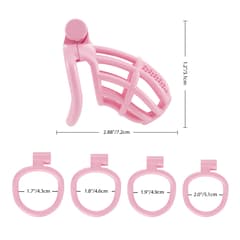 Pink Honeycomb - 3D Design Chastity Lock with Disposable Lock with Four Rings