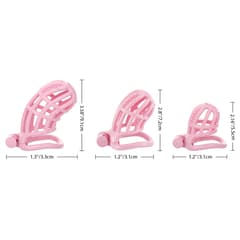 Pink Honeycomb - 3D Design Chastity Lock with Disposable Lock with Four Rings