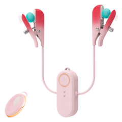 Nipple Clip Vibrator - Remote Controlled 2 in 1 Nipple Clip, Clitoral Clip Stimulator