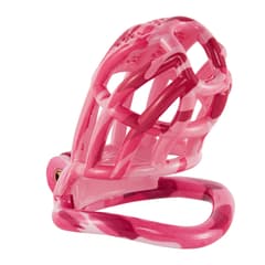 Pink Encounter-3D Design Chastity Cage with 4 Rings and Disposable Lock