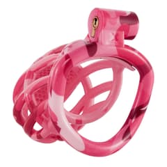 Pink Encounter-3D Design Chastity Cage with 4 Rings and Disposable Lock