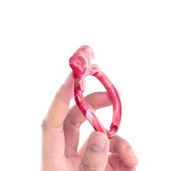 Pink Encounter-3D Design Chastity Cage with 4 Rings and Disposable Lock