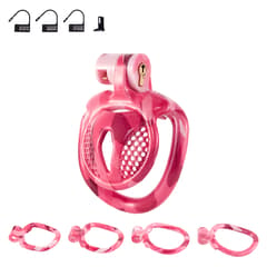 Pink Bird - 3D Design Chastity Cage with 4 Rings with Disposable Lock