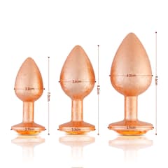 Ice Flower Gold - Round Base Rear Anal Plugs Large, Medium and Small 3-Piece Set