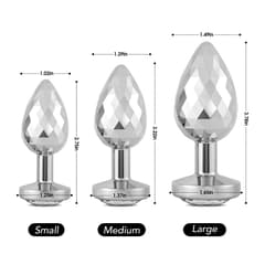 Sparkle - Diamond Shaped Silver Metal Jewelled Butt Plug 3-Piece Set