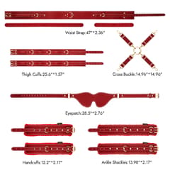 Red 6-Piece Adjustable Bondage Restraint Kit for Couples