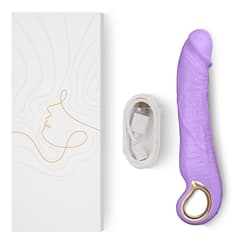 Lavender - 9" Silicone Thrusting Dildo Vibrator with 10 Vibration & 3 Thrusting Modes