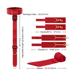 UTIMI Red Bondage Restraints Kit - Collar, Cuffs, Blindfold & Adjustable Straps