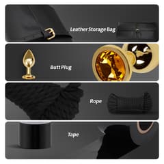 21-Piece Bondage Restraints Kit - Leather Cuffs & Accessories with Storage Bag