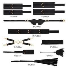 21-Piece Bondage Restraints Kit - Leather Cuffs & Accessories with Storage Bag