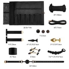 21-Piece Bondage Restraints Kit - Leather Cuffs & Accessories with Storage Bag