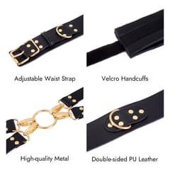 Black 6-Piece Adjustable Bondage Restraint Kit for Couples