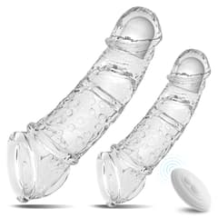 Utimi 4-in-1 Vibrating Penis Sleeve | Dual Size Extender with Remote Control, 10 Modes, Waterproof