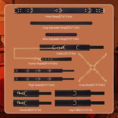 Black 7-Piece BDSM Restraint Kit – Adjustable Bondage Set for Couples