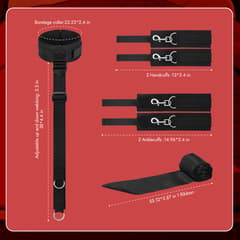 Velcro Bondage Kit Black - BDSM Bondage Kit Adjustable Collar, Cuffs, and Blindfold for Couples