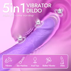 Lavender - 9" Silicone Vibrator with 10 Vibration & 3 Thrusting Modes