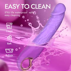 Lavender - 9" Silicone Thrusting Dildo Vibrator with 10 Vibration & 3 Thrusting Modes
