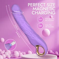 Lavender - 9" Silicone Thrusting Dildo Vibrator with 10 Vibration & 3 Thrusting Modes