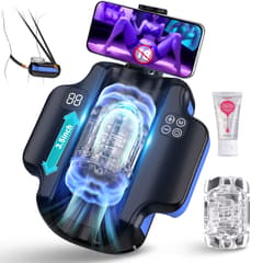 Utimi & Isexse Automatic Thrusting Masturbator – Hands-Free Stroker with Strap, Dual Sleeves & Adjustable Phone Holder