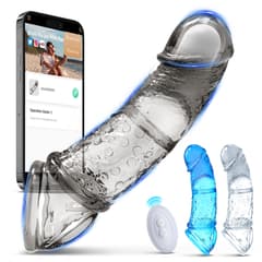 Utimi & Deeplusty App-Controlled Vibrating Penis Sleeve – 3 Sleeves, 2 Rings, 10 Modes for Men and Couples