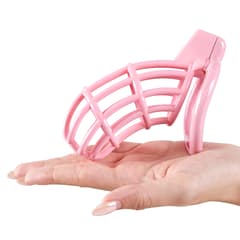 UTIMI 3D Printed Chastity Cage – Breathable PC Cock Cage with 4 Size Rings, Hidden Lock & Adjustable Belt (Pink)