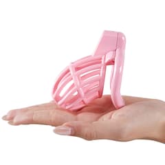 UTIMI 3D Printed Chastity Cage – Breathable PC Cock Cage with 4 Size Rings, Hidden Lock & Adjustable Belt (Pink)