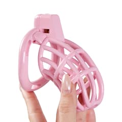 UTIMI 3D Printed Chastity Cage – Breathable PC Cock Cage with 4 Size Rings, Hidden Lock & Adjustable Belt (Pink)