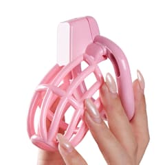 UTIMI 3D Printed Chastity Cage – Breathable PC Cock Cage with 4 Size Rings, Hidden Lock & Adjustable Belt (Pink)