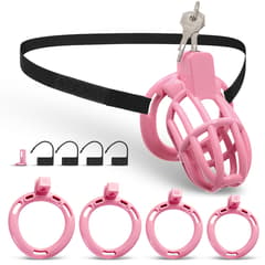 UTIMI 3D Printed Chastity Cage – Breathable PC Cock Cage with 4 Size Rings, Hidden Lock & Adjustable Belt (Black)