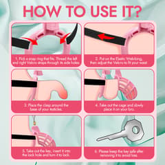 UTIMI 3D Printed Chastity Cage – Breathable PC Cock Cage with 4 Size Rings, Hidden Lock & Adjustable Belt (Pink)
