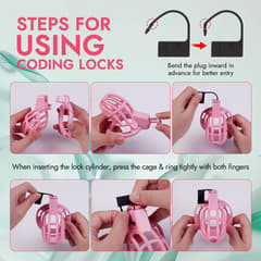 UTIMI 3D Printed Chastity Cage – Breathable PC Cock Cage with 4 Size Rings, Hidden Lock & Adjustable Belt (Pink)