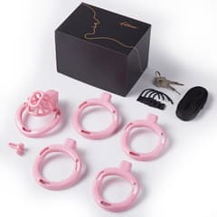 UTIMI 3D Printed Chastity Cage – Breathable PC Cock Cage with 4 Size Rings, Hidden Lock & Adjustable Belt (Black)