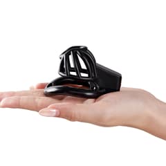 UTIMI 3D Printed Chastity Cage – Breathable PC Cock Cage with 4 Size Rings, Hidden Lock & Adjustable Belt (Black)
