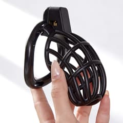 UTIMI 3D Printed Chastity Cage – Breathable PC Cock Cage with 4 Size Rings, Hidden Lock & Adjustable Belt (Black)
