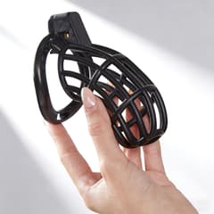 UTIMI 3D Printed Chastity Cage – Breathable PC Cock Cage with 4 Size Rings, Hidden Lock & Adjustable Belt (Black)