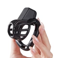 UTIMI 3D Printed Chastity Cage – Breathable PC Cock Cage with 4 Size Rings, Hidden Lock & Adjustable Belt (Black)