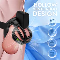 UTIMI 3D Printed Chastity Cage – Breathable PC Cock Cage with 4 Size Rings, Hidden Lock & Adjustable Belt (Black)