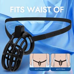 UTIMI 3D Printed Chastity Cage – Breathable PC Cock Cage with 4 Size Rings, Hidden Lock & Adjustable Belt (Black)